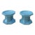 Pair of 1970s Blue Frankoma Lazy Bones Ceramic Candle Holders For Sale