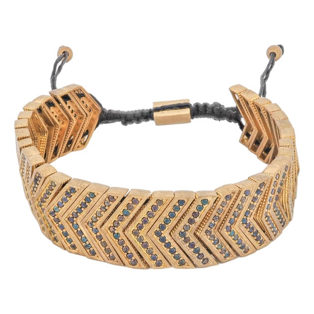 Divine Shield Black Zircon Gold Rope Unisex Bracelet For Sale