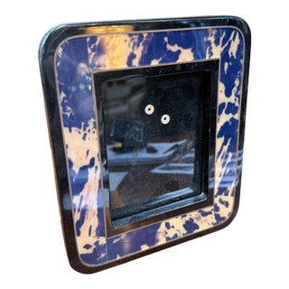 1980s Blue and Cream Marbled Resin Photo Frame For Sale