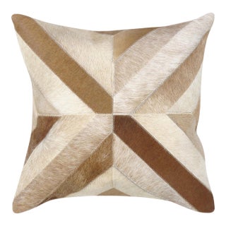 Pasargad Home Safari Chevron L. Brown Cowhide Pillow For Sale
