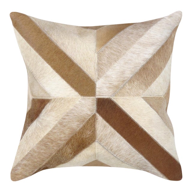 Pasargad Home Safari Chevron L. Brown Cowhide Pillow For Sale