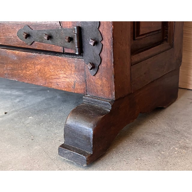 Brown Spanish Carved Walnut Chest of Drawers, Nightstands or Narrow Console, 1920s For Sale - Image 8 of 10