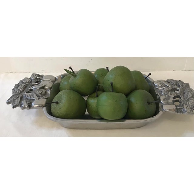 Metal Vintage Pewter Wilton Style Serving Bowl With Apple Design For Sale - Image 7 of 8