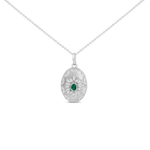 Like a sunbeam caught in silver, this radiant medallion casts a whisper of morning light against your skin. At its heart...