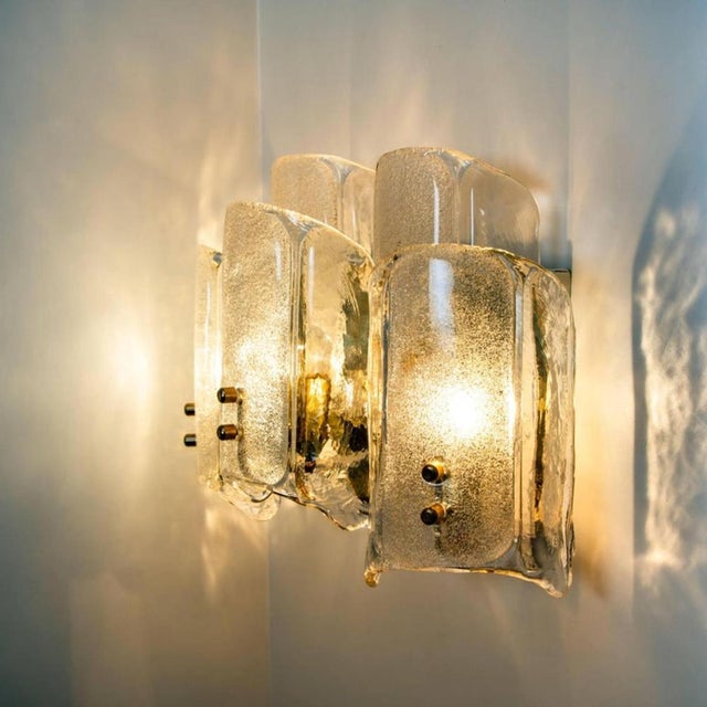 Large Glass Brass Flush Mounts in the style of Kalmar, 1969, Set of 2 For Sale - Image 18 of 18