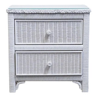 Lexington / Henry Link Country Cottage Style 24" White Wicker Two Drawer Nightstand 477-621 For Sale
