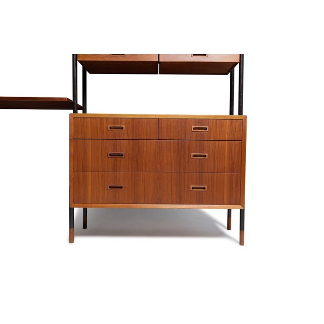 Mid 20th Century Danish Modern Teak Free-Standing Wall Unit With Bar by Lyby Møbelfabrik For Sale In San Francisco - Image 6 of 18