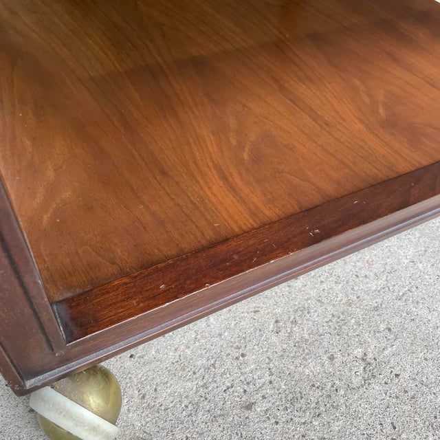 Dunbar End Table on Casters Side Table Rosewood Pull Brass Walnut For Sale - Image 9 of 13
