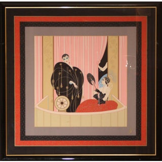 Vintage Erté Framed Silk Scarf From Italy For Sale