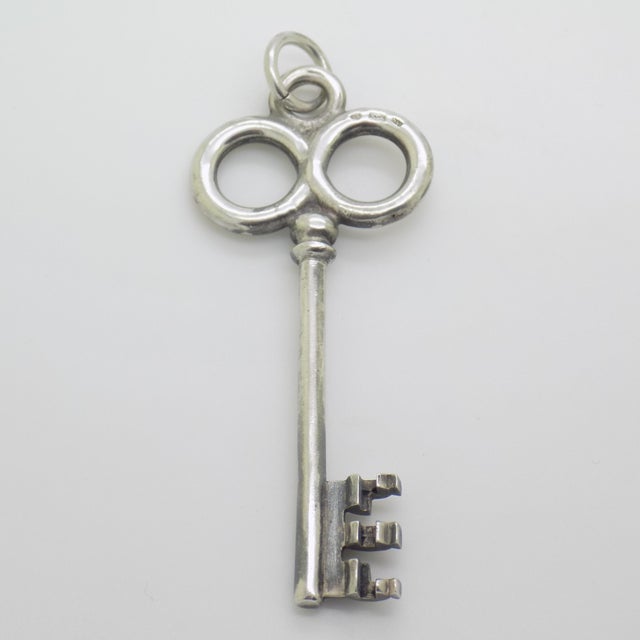 Postmodern Vintage European Decorative Key Pendant in Silver 835, 1970s For Sale - Image 3 of 11