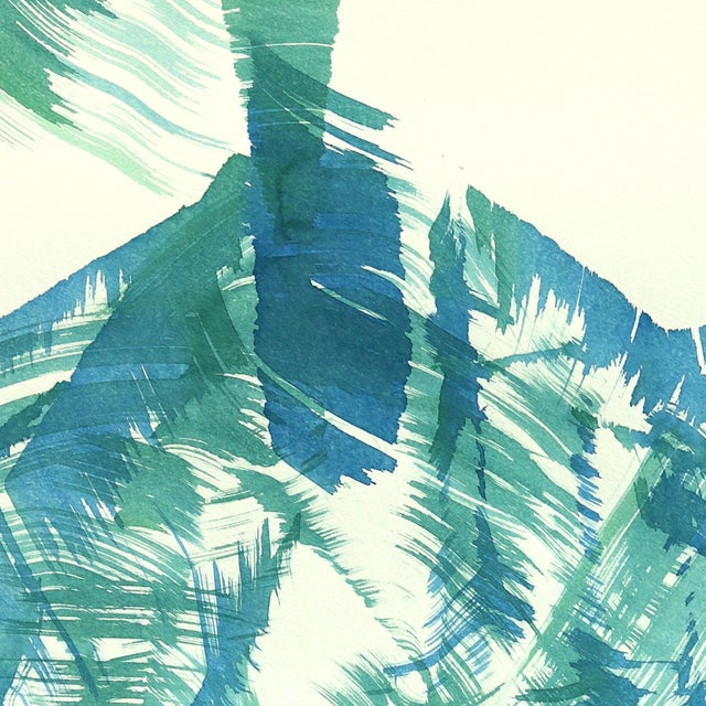The Blue Green Dress 2 - Abstract Flowy Minimalist Figurative Ink Painting on Paper by Bettina Mauel For Sale In Los Angeles - Image 6 of 6