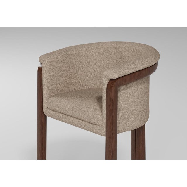 Not Yet Made - Made To Order Agnes Bar Stool in Walnut and Teal Wool Fabric by Javier Gomez For Sale - Image 5 of 6