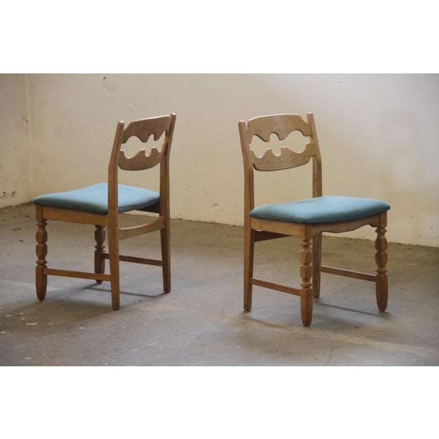 Danish Brutalist Oak Razorblade Dining Chairs attributed to Henning Kjærnulf, 1960s, Set of 6 For Sale - Image 12 of 15