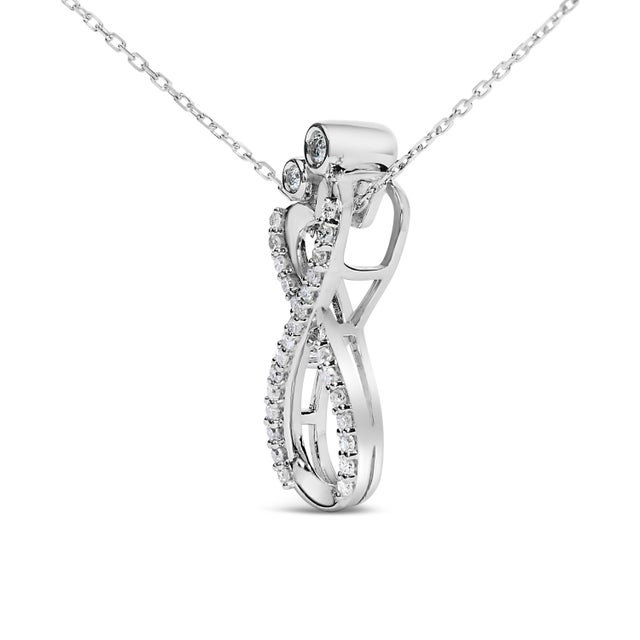 Haus of Brilliance Sterling Silver 1/4 Cttw Diamond Infinity Motif Pendant Necklace For Sale - Image 4 of 4