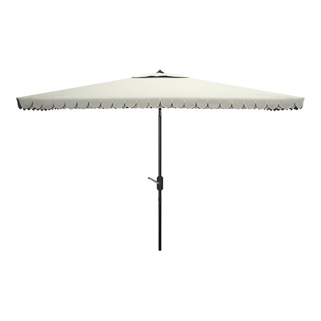 Elegant 6.5x10 Rectangle Umbrella - Beige/White For Sale