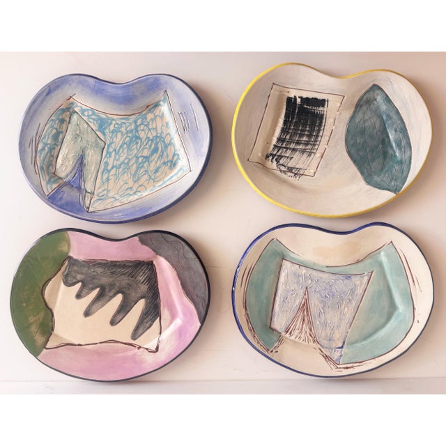 1980s Loughran Unique Abstract 43 Piece Ceramic Dinner Set, Kidney Shaped For Sale - Image 11 of 18