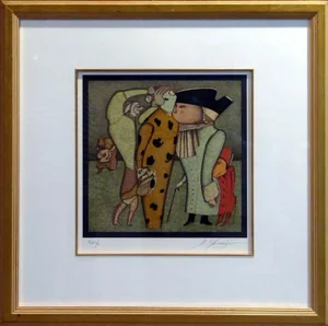 1990s "Carnaval I" Figurative Lithograph by Mikail Chemiakin, Framed