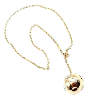 Mid 20th Century Bulgari Butterfly Globe Pendant Link Chain Yellow Gold Necklace