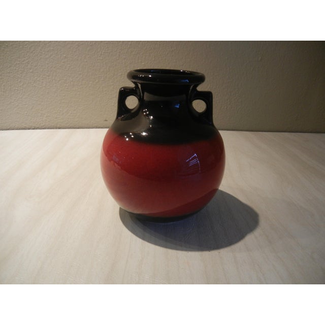 MidCentury Glazed Pottery Black and Red Ceramic Vase Chairish