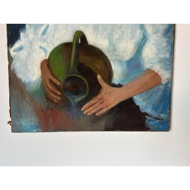 1970's Mid-Century Impressionist Woman Oil Portrait Painting For Sale - Image 9 of 12