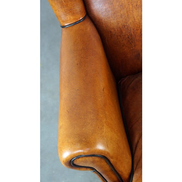 Animal Skin Wing Chair in Sheepskin Leather For Sale - Image 7 of 12