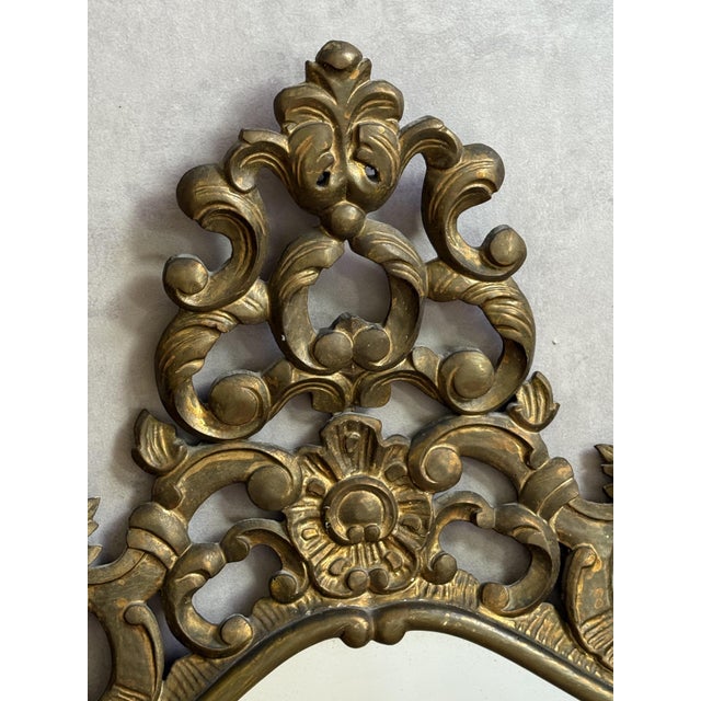 Wood Vintage French Gilded Wood Mirror, 1950s For Sale - Image 7 of 11