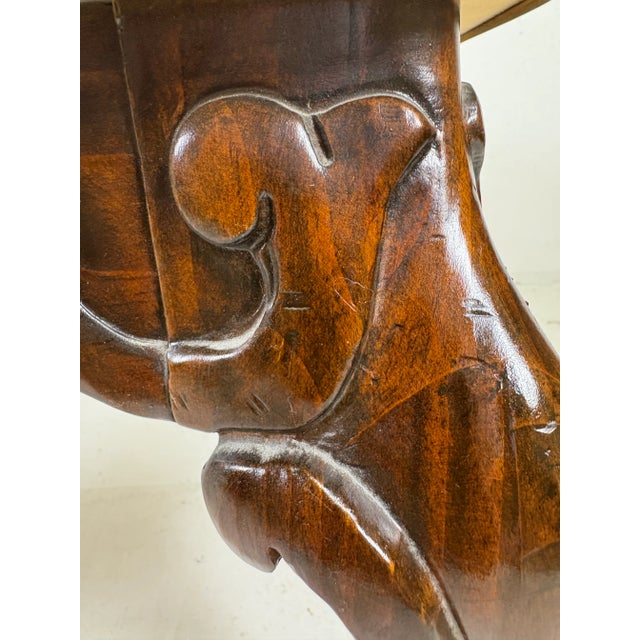 Vintage Hand Carved Pine and Brass Galley Tray Side Table For Sale - Image 11 of 12