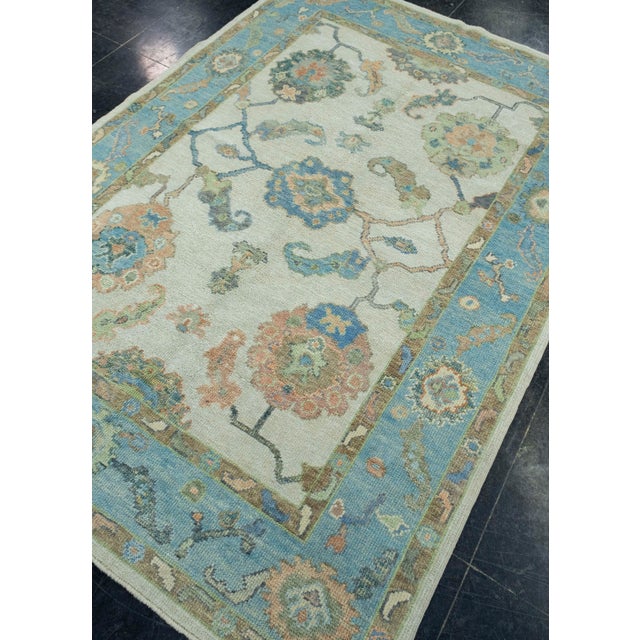Turkish Turkish Oushak Rug 5'1" x 7'3" #17209 For Sale - Image 3 of 8
