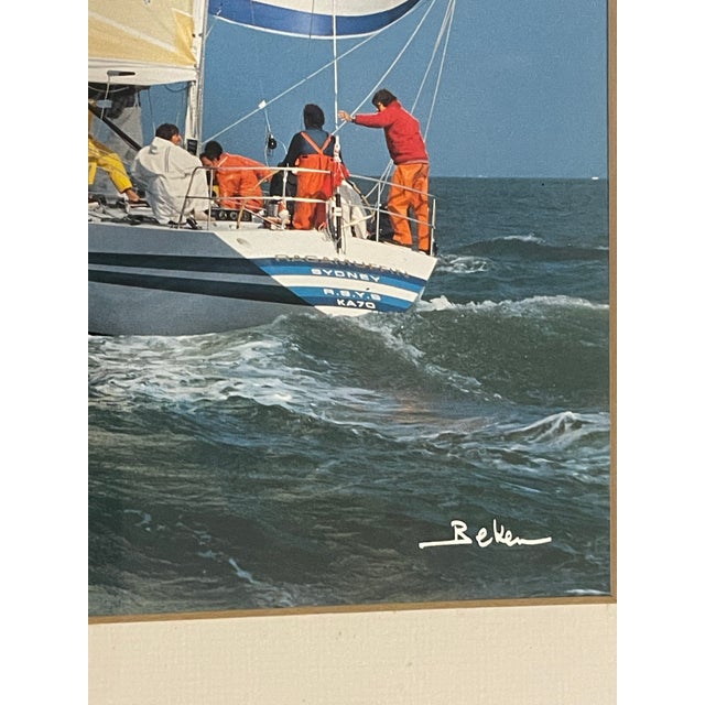 Traditional Signed Vintage Beken of Cowes Yacht Racing Photograph “Ragamuffin (Aus)” | Framed Nautical Regatta Art For Sale - Image 3 of 11