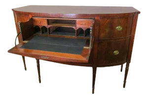 Early 19th Century Sheraton Style American Bowfront Sideboard with Secretary Desk