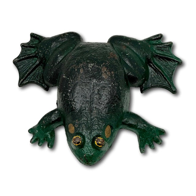 This Really is a Great Looking & Unusual Vintage Cast Iron Frog Doorstop. Circa 1930s. It is Basically Life Size - Heavy...
