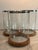 Gorgeous Retired Arteriors Home Milena Glass Hurricane With Wood Base & Polished Stainless Accents For Sale - Image 10 of 10