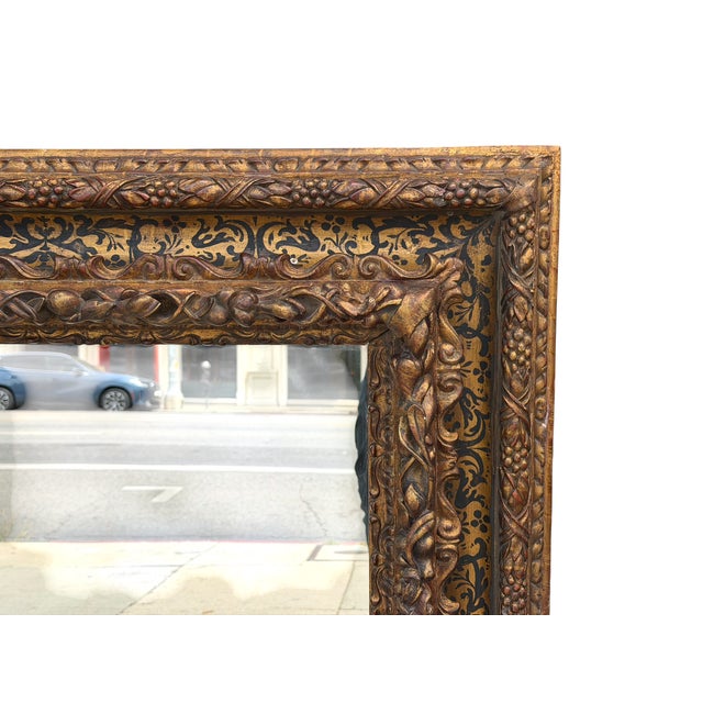 Chinoiserie Antique Regency Style Black & Gold Chinoiserie Mirror For Sale - Image 3 of 4