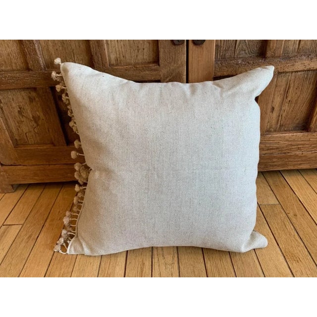 Large Raw Silk Decorative Pillow in Cream & Camel For Sale In Seattle - Image 6 of 6