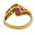 Vintage Ruby Diamond 18k Yellow Gold Swirl Ring, Size 5.5 For Sale In Los Angeles - Image 6 of 6