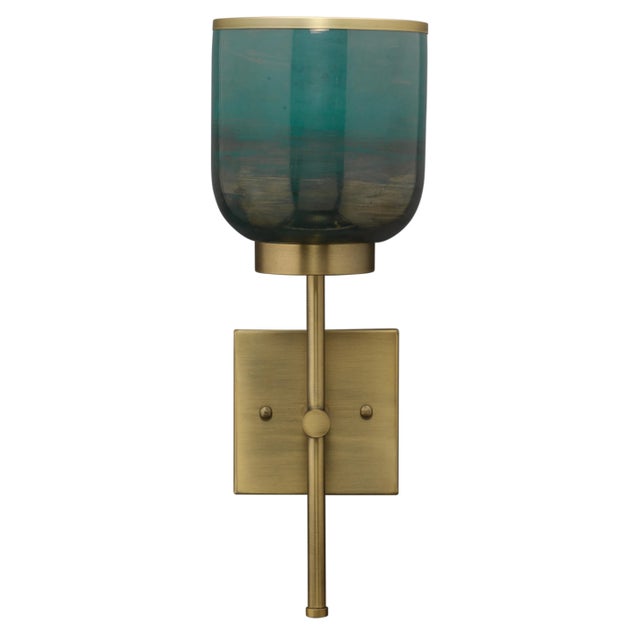 Jamie Young Vapor Single Wall Sconce in Antique Brass & Aqua For Sale - Image 9 of 9