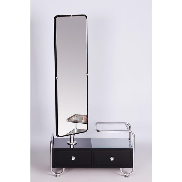 Metal Bauhaus Dressing Mirror in Chrome and Lacquered Wood by Vichr a Spol., Czech, 1930s For Sale - Image 7 of 12