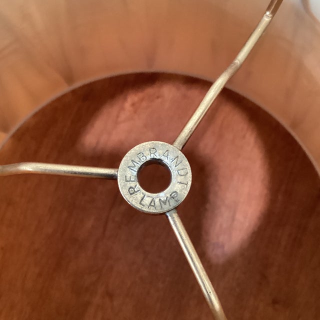 Vintage Original Rembrandt Masterpiece Brass & Metal Table Lamp, Pleated Shade For Sale - Image 9 of 12