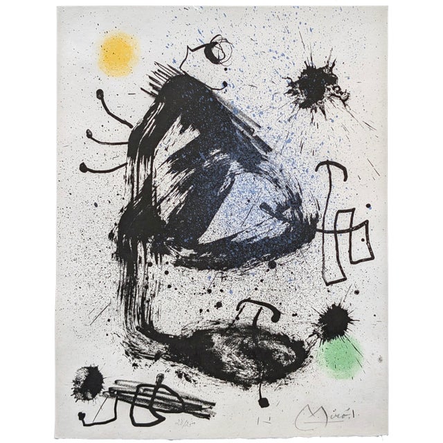 Plate 3 from Bouquet de Reves Pour Neila. Lithograph on Auvergen paper. Hand signed lower right by Joan Miro. From the...
