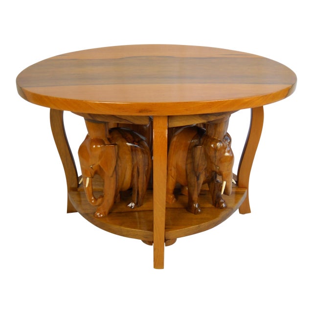 Exotic Carved Elephant Table 5 Pieces Chairish