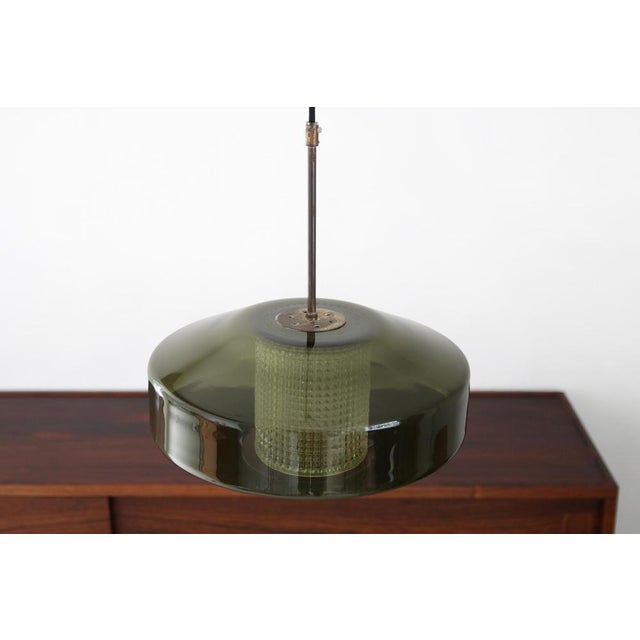 Orrefors Green Glass Pendant Lamp by Carl Fagerlund for Orrefors, 1960s For Sale - Image 4 of 6