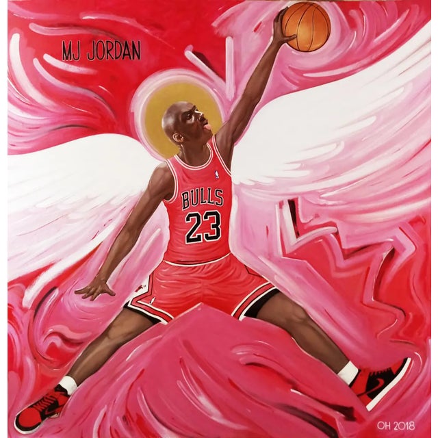 Orest Hrytsak, Michael Jordan, 2018, Mixed Media on Canvas For Sale