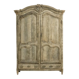 19th Century French Rococo Revival Bleached Oak Wardrobe For Sale