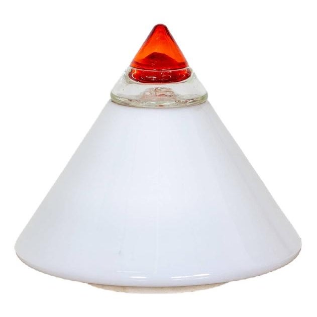 White and Red Glass Table Lamp by Leucos, Italy, 1960s For Sale - Image 6 of 6