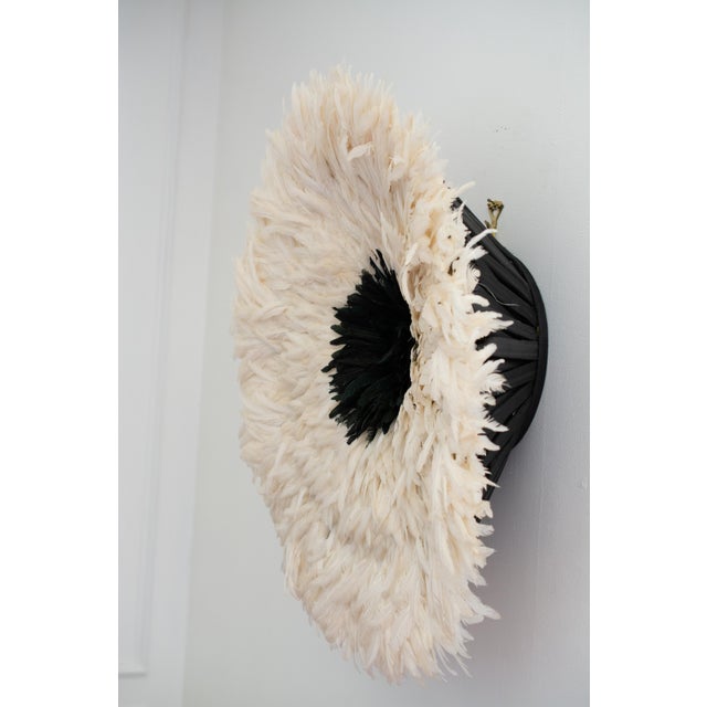 2020s Large African Juju Hat Wall Decor in Ivory and Black For Sale - Image 5 of 6