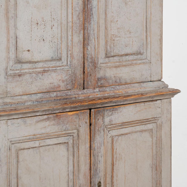 Gray Early 19th Century Swedish Gray Painted Wedding Cabinet For Sale - Image 8 of 11