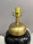 Bold piece of vintage black glass vase lamp with clear glass spiral on the sides. Gold colored lid and base. Dimensions:...