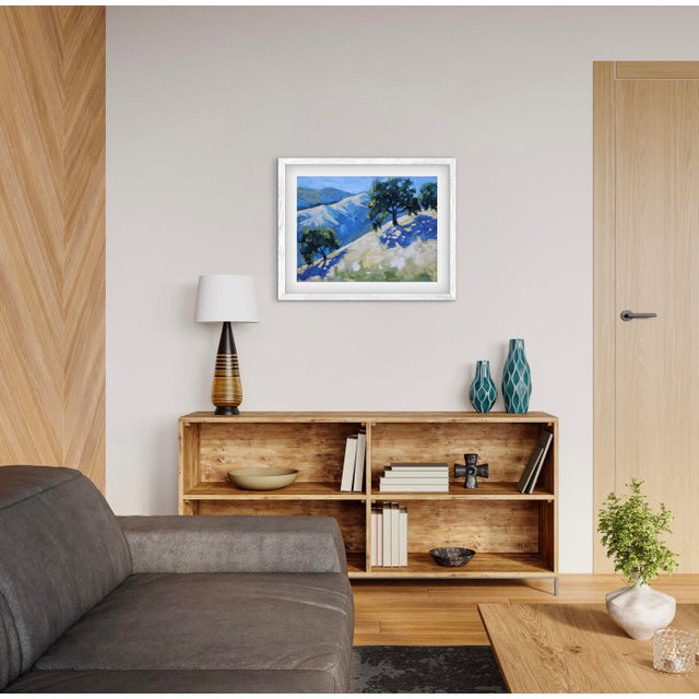 Contemporary Oil Painting, Golden Hills & Oaks Landscape by L Haas For Sale - Image 9 of 11