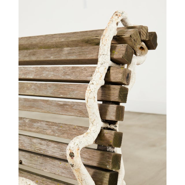 Country English Victorian Faux Bois Iron Garden Bench For Sale - Image 9 of 12