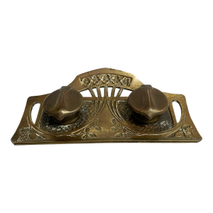 Antique Brass Double Inkwell - By Geschutzt
